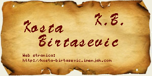Kosta Birtašević vizit kartica